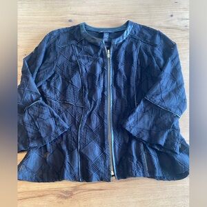 INC International Concepts Black Blazer with Peplum Design flutter Skeeve L‎ Pre